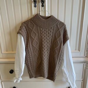 Astr Brown Cable Knit Turtleneck Sweater